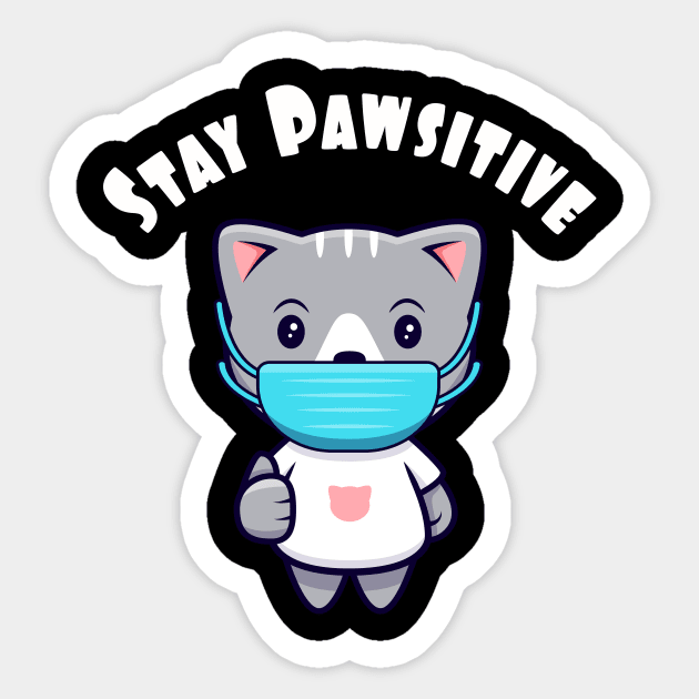 Cute Kawaii Cat Face Mask Pawsitive Kitty Sticker by Foxxy Merch